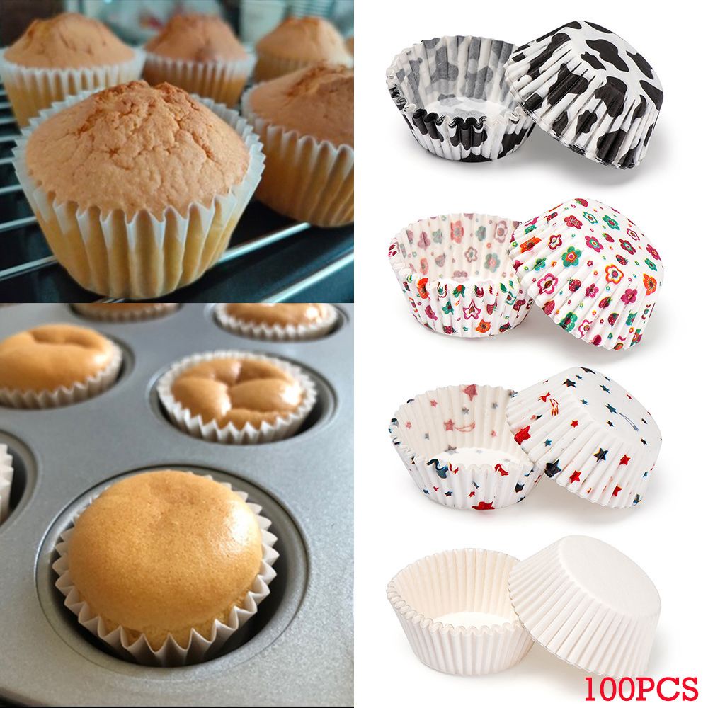 Set 100 cốc giấy làm bánh cupcake chống dầu mỡ DIY