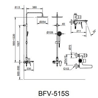 Vòi sen cây tắm Inax BFV-515S
