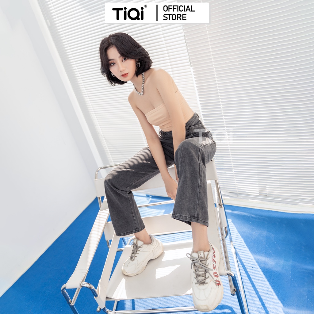 Quần jean ống rộng nữ lưng cao màu đen hack dáng TiQi Jeans B2-225 | BigBuy360 - bigbuy360.vn