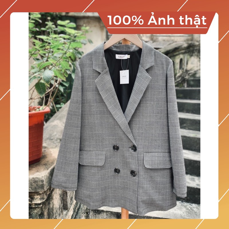 ÁO KHOÁC BLAZER KẺ CARO THIẾT KẾ PHOM SUÔNG RỘNG có bigsize 50-75kg