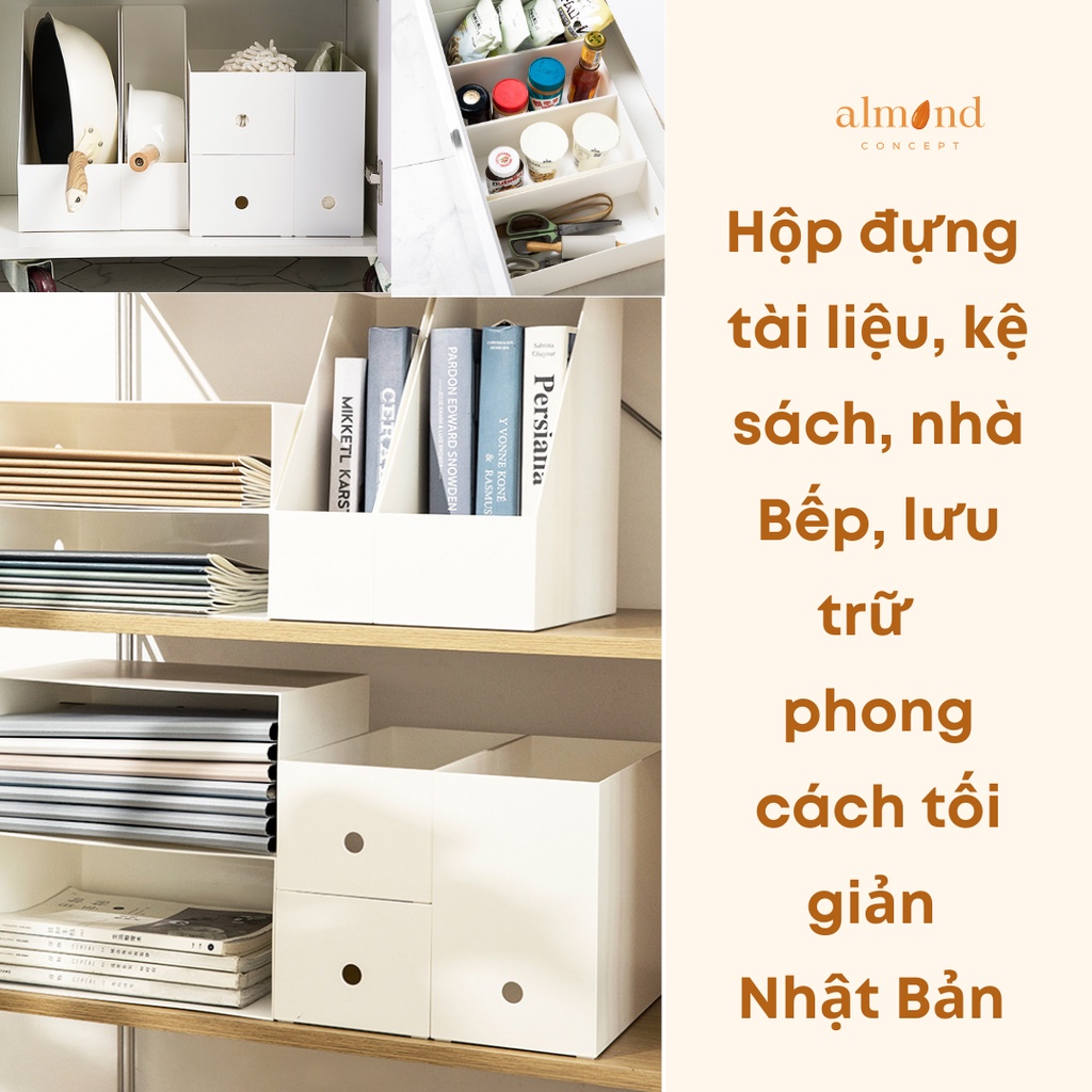 Hộp Ngăn Đựng Tài Liệu Nhựa Siêu Cứng Để Bàn, Sách Giấy, Sách Vở Văn Phòng, Lưu Trữ Văn Phòng Phẩm, Phong Cách Nhật Bản