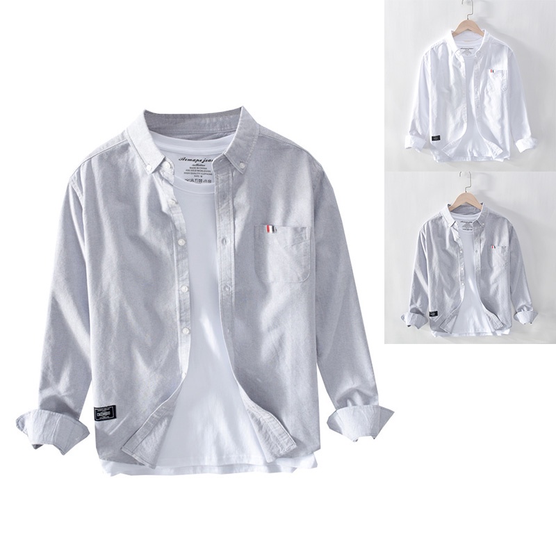 Keep Casual Áo Sơ Mi Tay Dài Vải Oxford Kiểu Nhật Bản Cá Tính Cho Nam