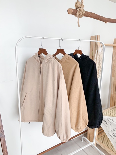[ẢNH THẬT+VIDEO] Áo Khoác Nhung Tăm Phom Rộng Tay Bồng Unisex Ullzzang