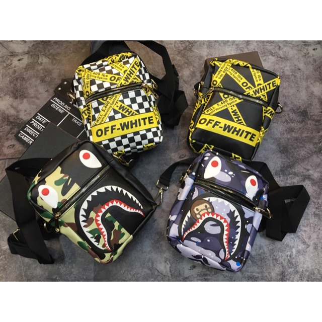 Túi đeo chéo bape x off white