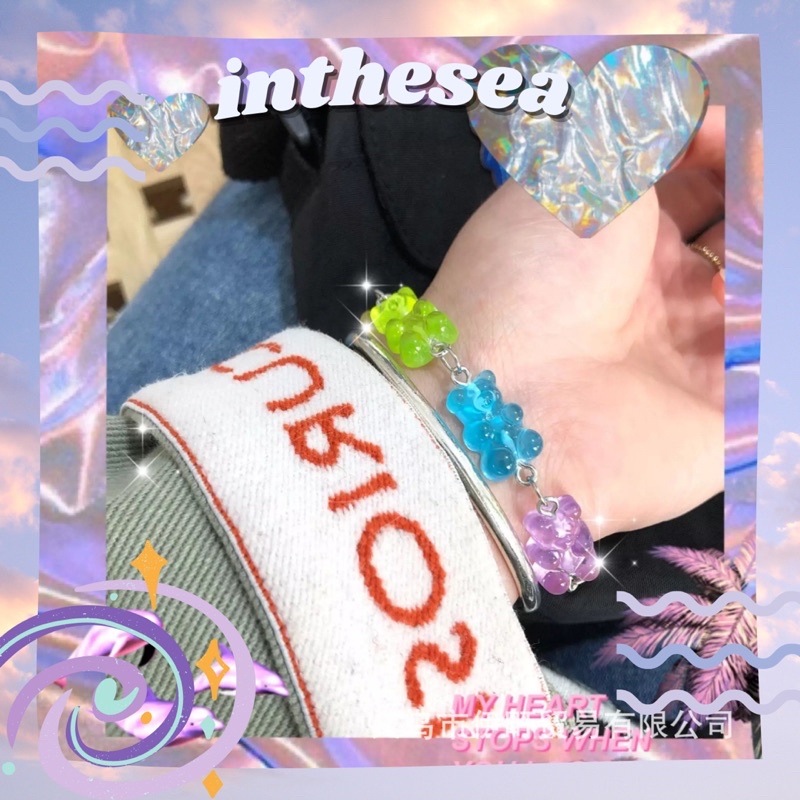 Vòng tay hợp kim hình gấu jelly màu sắc kiểu dáng độc đáo dễ thương xinh xắn