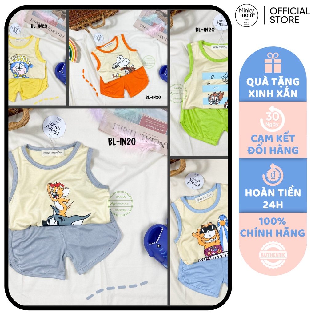 [SALE] Bộ Ba Lỗ Bé Trai Minky Mom Vải Thun Lạnh Snoopy Cổ Viền, Áo Thun 3 Lỗ Cho Bé Mặc Hè Thoáng Mát MKM3LO2203