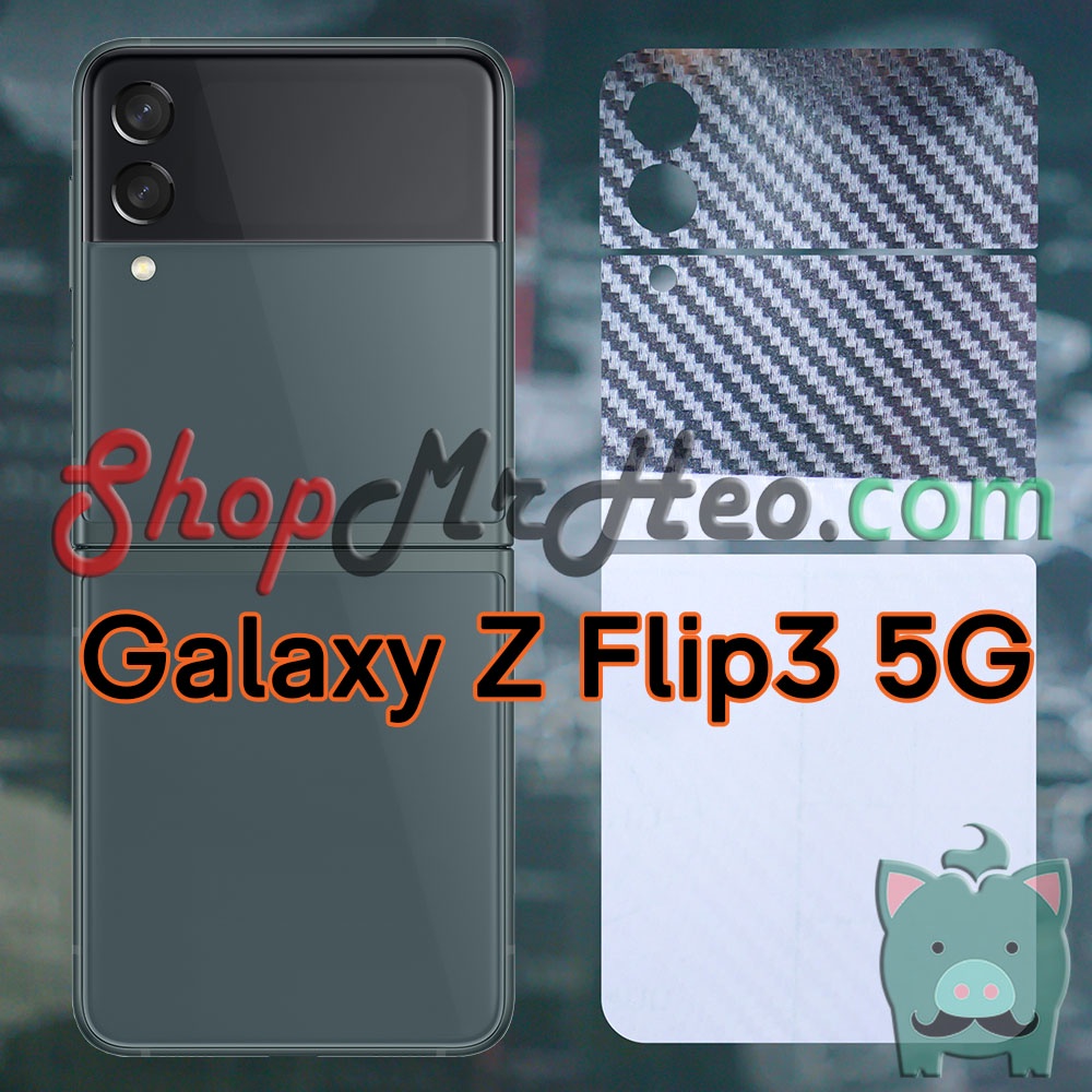 Skin Dán Mặt Sau Lưng Vân 3D Samsung Galaxy Z Flip3 - Z Flip 3 - Z Flip 5G (Carbon, Hình Hộp, Nhám, Vân Da)