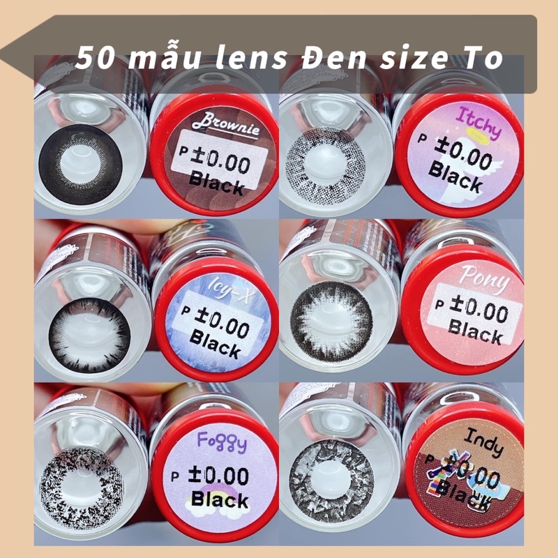50 mẫu lens Đen _Black HOT size giãn to không độ mới nhất. Kính giãn tròng đen(free ship)