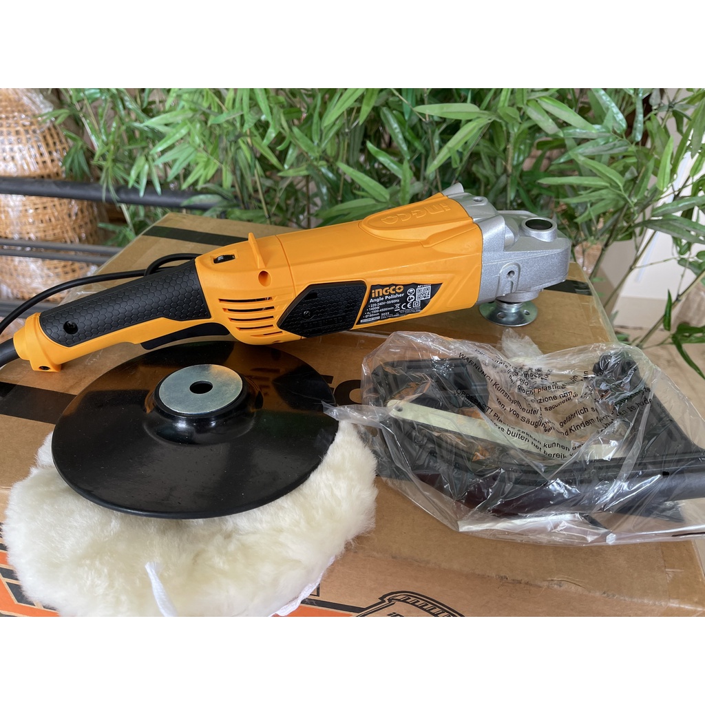 Máy đánh bóng cầm tay INGCO AP14008 1400W máy đánh bóng ô tô, xe máy có đế cầm, tặng kèm 1 miếng bông đánh bóng