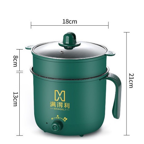 Nồi Lẩu Điện Mini, Ca Nấu Mì Shanban Kiêm Nấu Cơm Đa Năng Chống Dính 1.8L - NỒI 2 NẤC NHIỆT