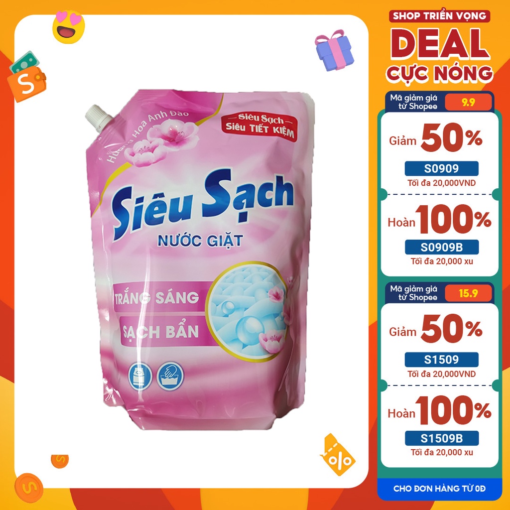 Túi Nước Giặt Lix Siêu Sạch Hương Hoa Anh Đào 2.4Kg - Tẩy Sạch Vết Bẩn Cực Mạnh