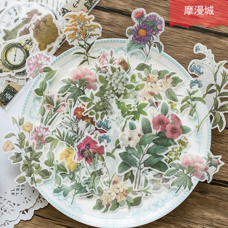 60 Tấm hình dán trang trí sổ lưu niệm họa tiết xinh xắn