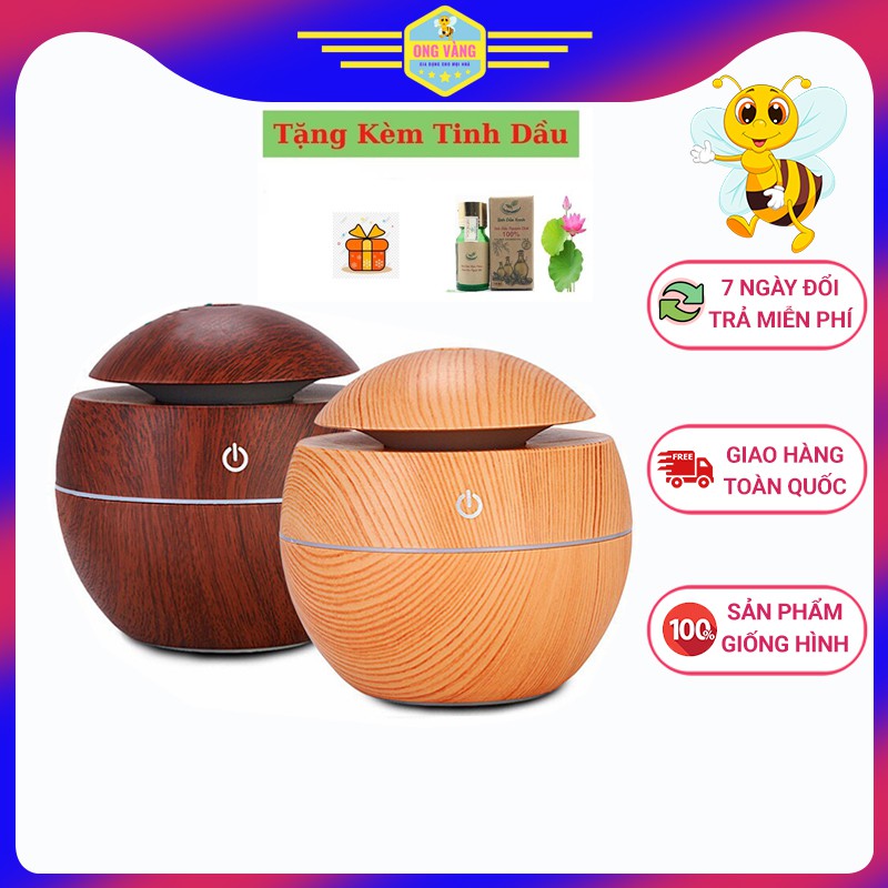 [Tặng kèm tinh dầu]Máy xông tinh dầu, phun sương tạo ẩm vân gỗ cao cấp