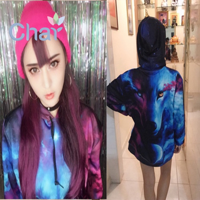 Áo hoodie in hình sói vũ trụ 3D kỹ thuật số cho nam