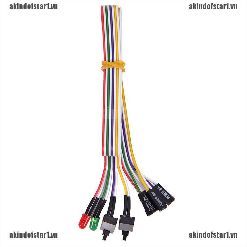 Dây Cáp Bo Mạch Chủ Atx Pc 2 Công Tắc On / Off / Reset Có Đèn Led 68cm