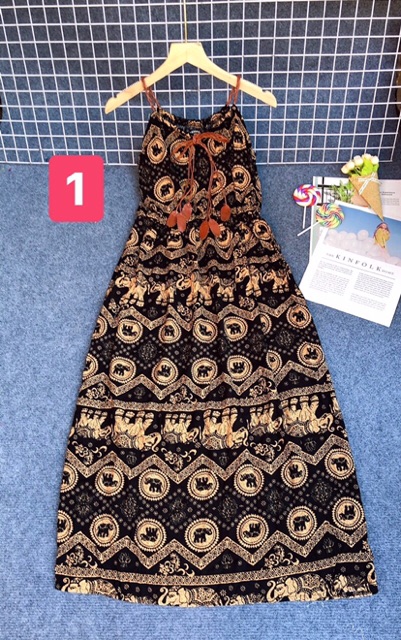 Đầm maxi hoạ tiết thổ cẩm siêu tôn dáng | BigBuy360 - bigbuy360.vn