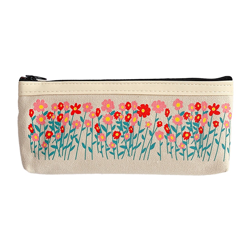 Túi Đựng Bút Chì Bằng Vải Canvas In Họa Tiết Hoa Cúc Phong Cách Cổ Điển Tiện Dụng Cho Học Sinh
