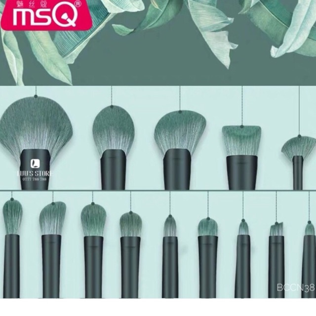 Bộ Cọ MSQ Xanh Rêu Túi Hoa 14 Cây BCCN38