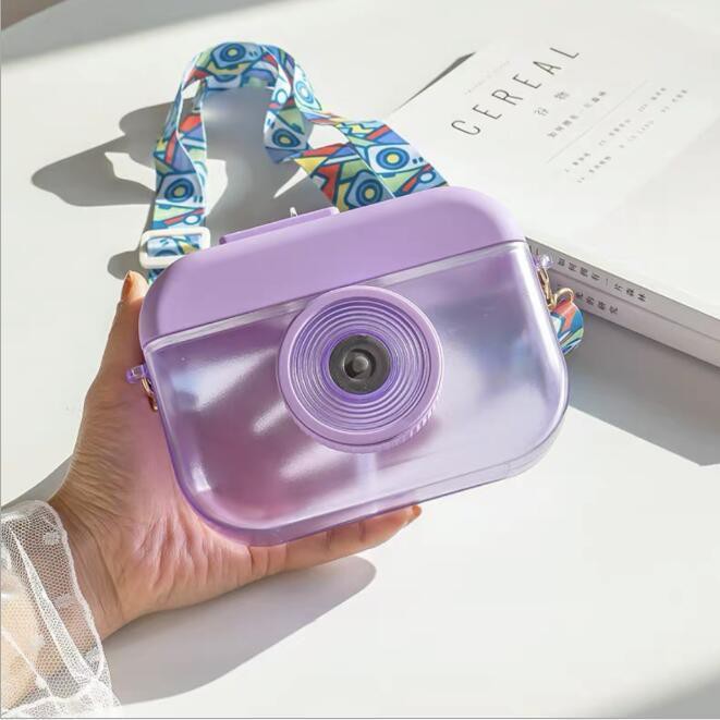 cốc máy ảnh nhỏ cô gái tươi mát phiên bản Hàn Quốc chai nước dễ thương nhựa có dây đeo đựng dành cho trẻ em