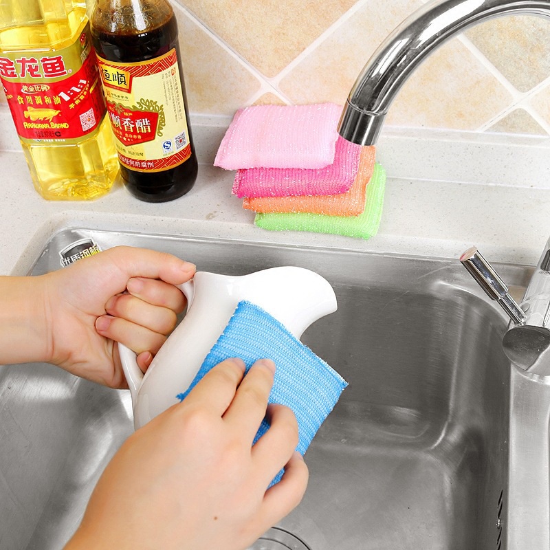 Set 4 Miếng Bọt Biển Rửa Chén Hai Lớp Thấm Hút Tốt Chống Dính Tiện Dụng