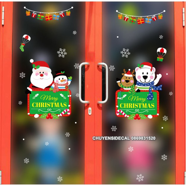Decal dán tường Noel - Bảng Xanh chào đón lễ Vui Nhộn