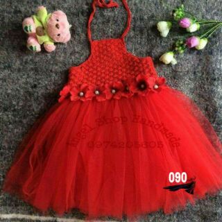 Freeship 99k TQ_Đầm tutu yếm thân len cotton móc tay