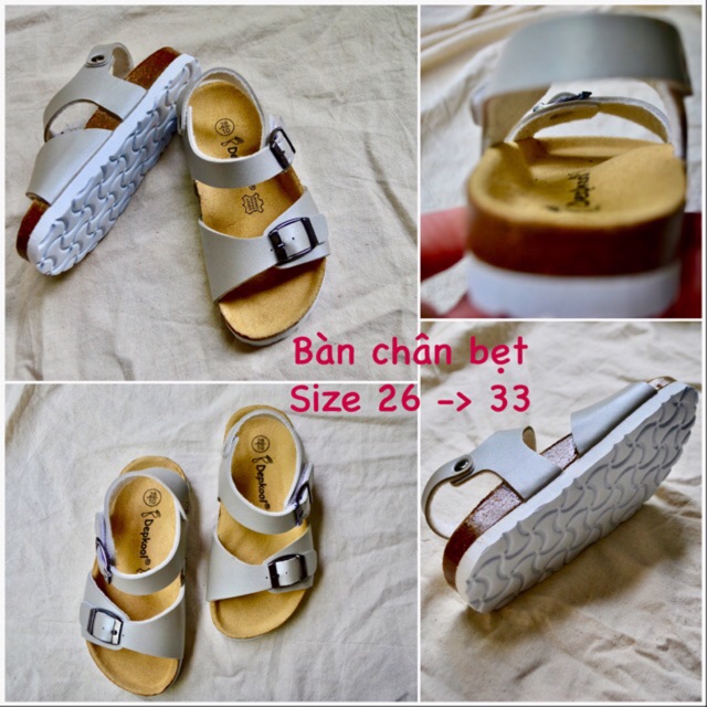 Giày BÀN CHÂN BẸT - Màu bạc bé gái- Form xuất khẩu (form to)