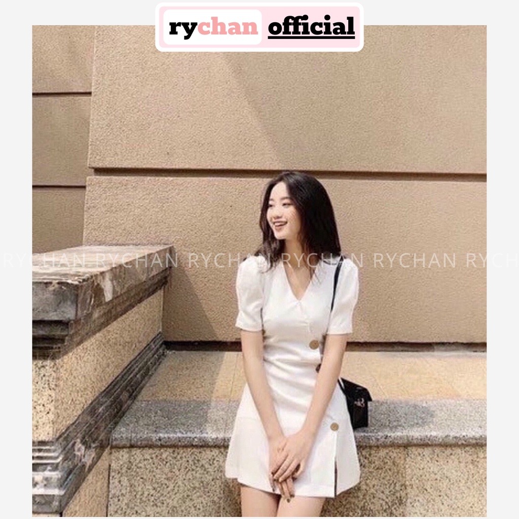 Đầm Xòe Nút Xéo Cổ V Form Ngắn 2 Màu [Ảnh Thật Cuối] - DX979