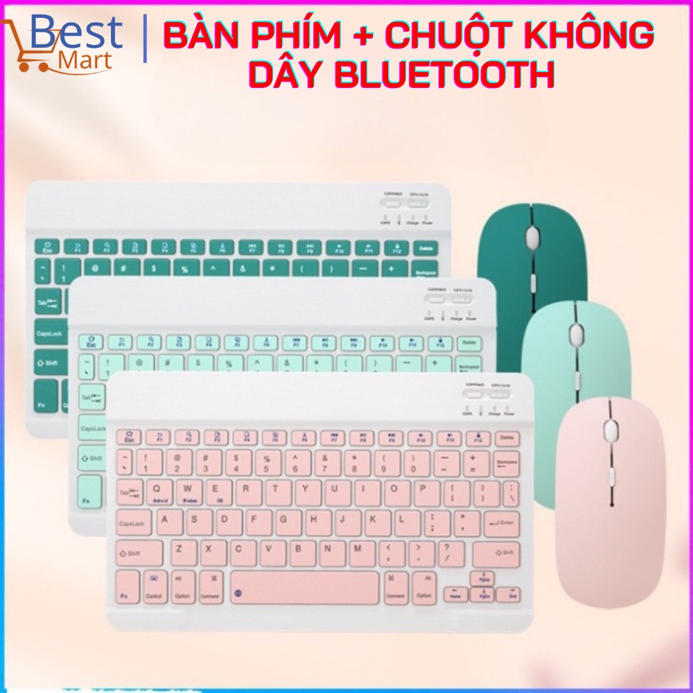 Bộ bàn phím và chuột không dây mini 10 inch cho laptop, gõ cực êm/ chuột không dây bluetooth gọn nhẹ