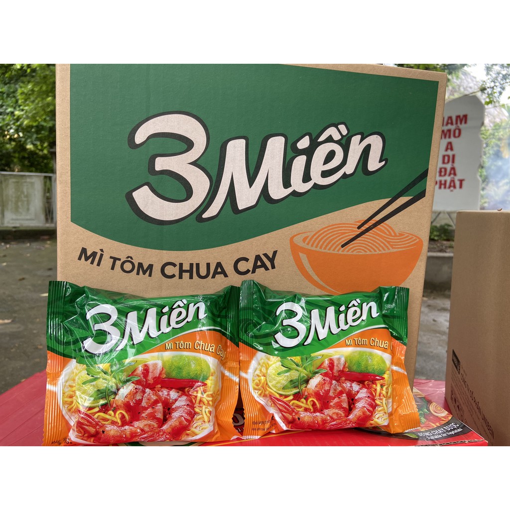 THÙNG MÌ TÔM BA MIỀN CHUA CAY 30 GÓI 65G