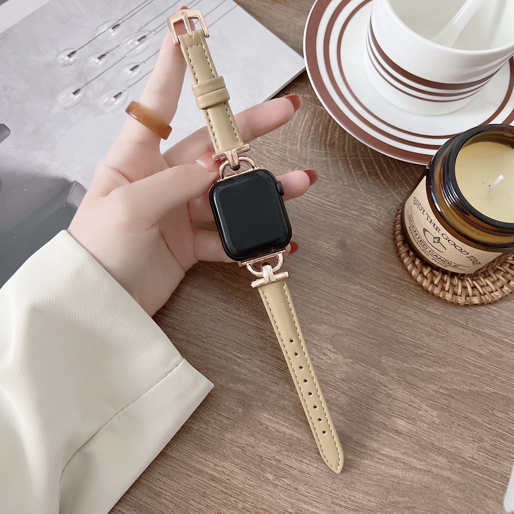 Dây Đeo Bằng Da Thật Cho Đồng Hồ apple watch 7 series 38mm 40mm 41mm iwatch se 6 5 4 3 2 42mm 44mm 45mm t500 pro x7 d20 w34