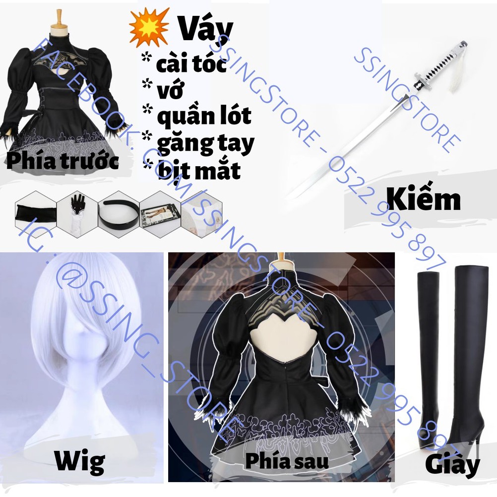 Set COSPLAY hóa trang thành nữ nhân vật 2B sexy trong game