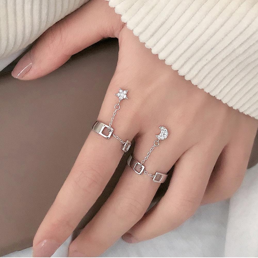 Nhẫn Hình Mặt Trăng Và Ngôi Sao Thời Trang Cho Nữ