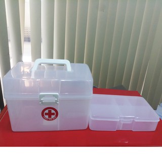 Hộp nhựa nhiều ngăn, tủ thuốc mini bằng nhựa có quai xách của Thái Lan. 2554