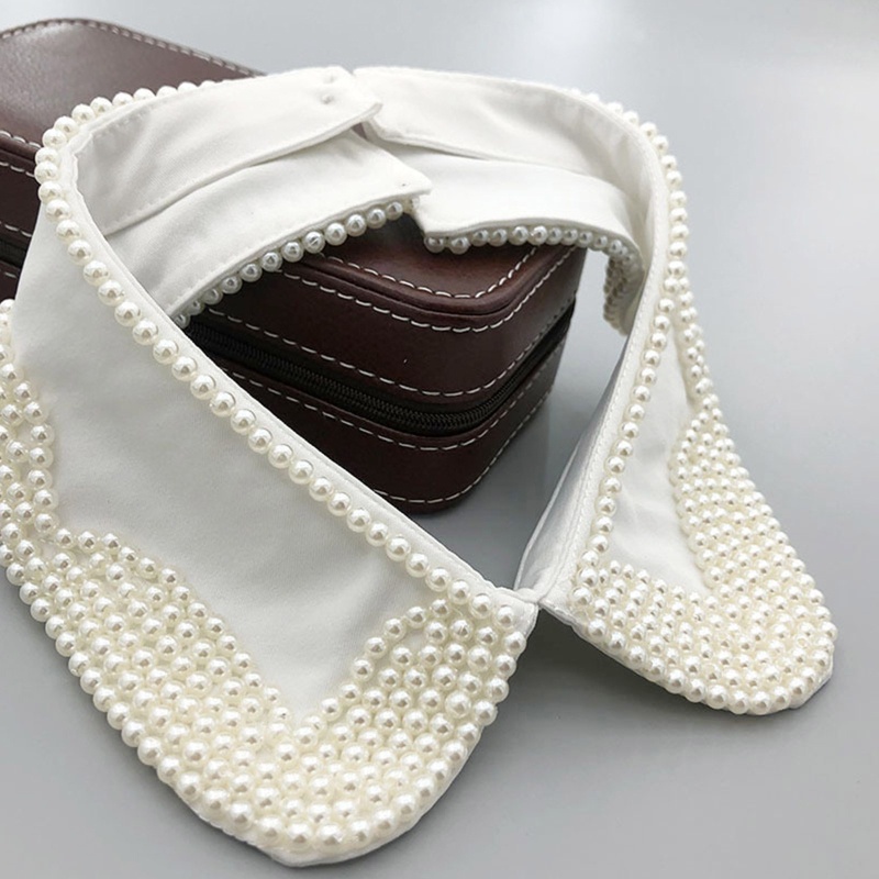 Cổ Áo Giả Màu Trắng Đen Đính Ngọc Trai Có Thể Tháo Rời Thanh Lịch Cho Ngày Valentine