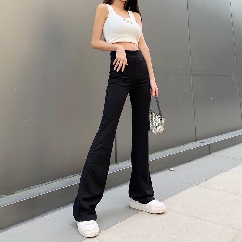 Quần ống loe cạp cao legging dáng dài, Quần legging nữ ôm ống loe dáng dài m888