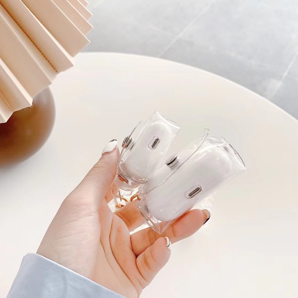 transparent  Ốp Bảo Vệ Hộp Đựng Tai Nghe Airpods 1 / 2 Thiết Kế Trong Suốt Xinh Xắn