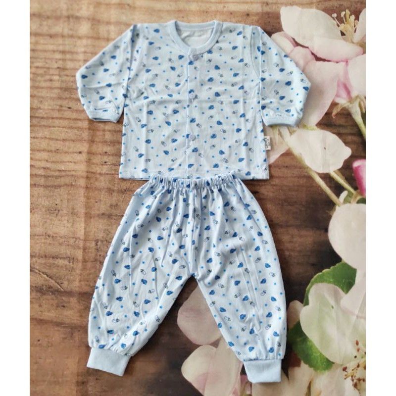 Bộ Quần Áo Dài Sơ Sinh MĐ Cúc Giữa, Vải Cotton Họa Tiết Bình Sữa