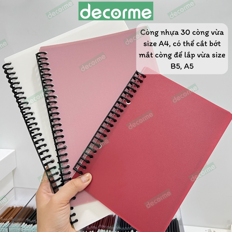 Vở còng retro Decorme sổ còng nhựa lò xo caro kẻ ngang A4 B5 A5 định lượng 100gsm có thể thay giấy tiện dụng