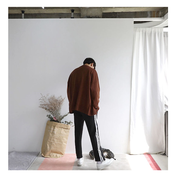 Áo Sweater Dệt Kim Phối Hàng Nút Kiểu Hồng Kông Cá Tính Cho Nam