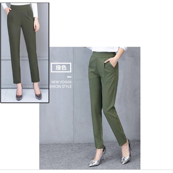 Quần dài ống đứng màu trơn lưng cao thời trang nữ | BigBuy360 - bigbuy360.vn