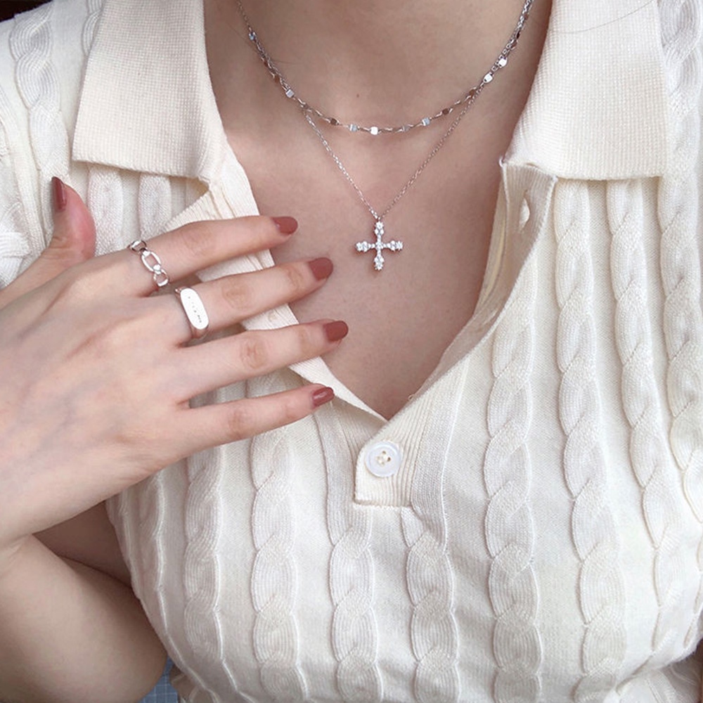 Vòng cổ Mặt Chữ Thập Đính Đá Thời Trang Cho Nữ