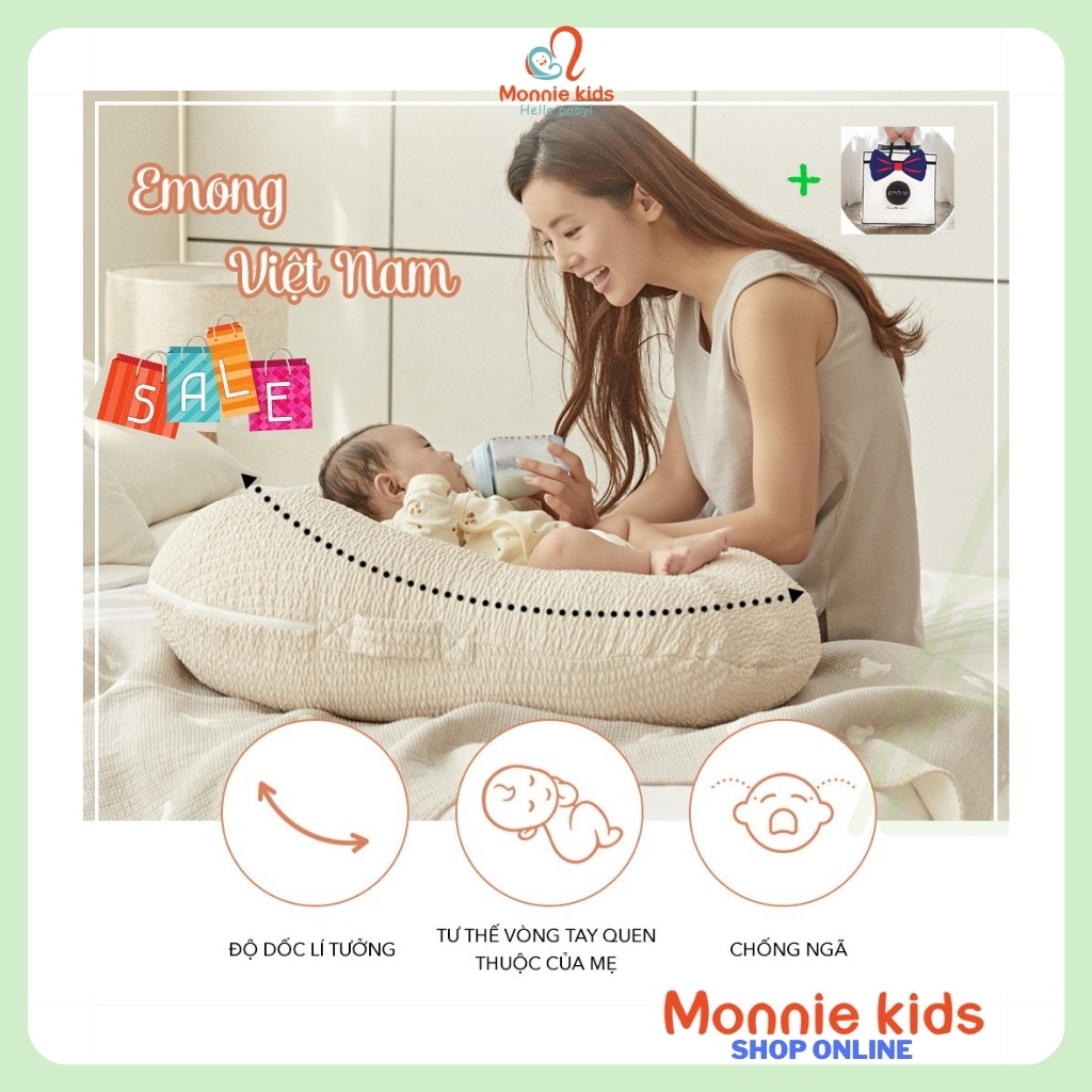 Gối chống trào ngược cho bé Emong , gối chống trào Hàn Quốc cho trẻ sơ sinh - Monnie Kids