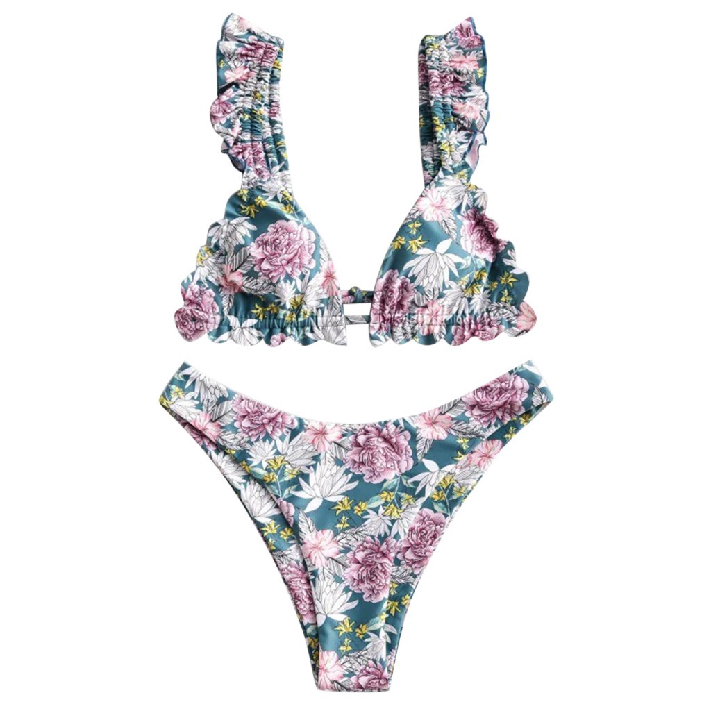 Bộ Bikini 2 Mảnh Cổ Chữ V In Hoa Quyến Rũ Cho Nữ | BigBuy360 - bigbuy360.vn