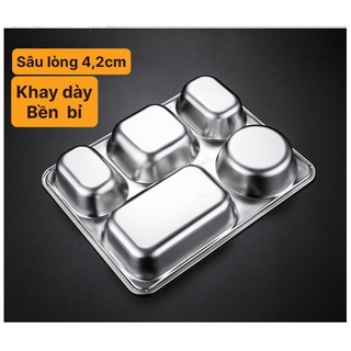 Khay cơm inox 5 ngăn cao cấp TẶNG KÈM MUỖNG INOX