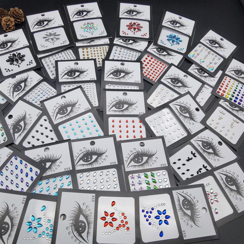 MOCHO Miếng Dán Trang Trí Mặt / Cơ Thể Hình Xăm Tạm Thời Họa Tiết Kim Cương 3D Lấp Lánh