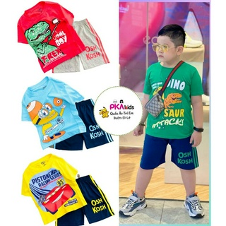 Bộ Tay ngắn quân đùi lửng thun Cotton 4 chiều chính phẩm O.S.K cho bé trai từ 12-45 Ký -Quần áo bé Trai -Pikakids