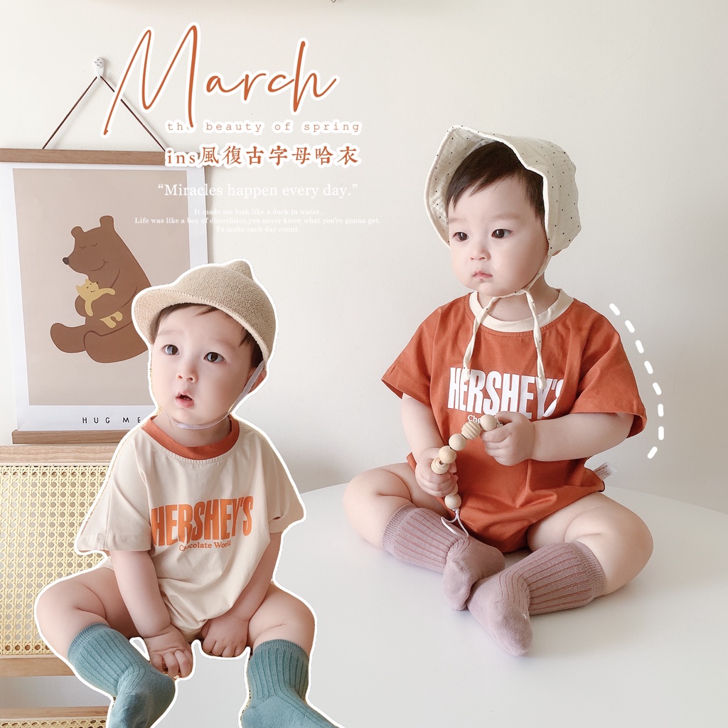 Bộ Áo Liền Quần Tay Ngắn Chất Liệu Cotton Thời Trang Mùa Hè Dễ Thương Cho Bé 3-24 Tháng Tuổi