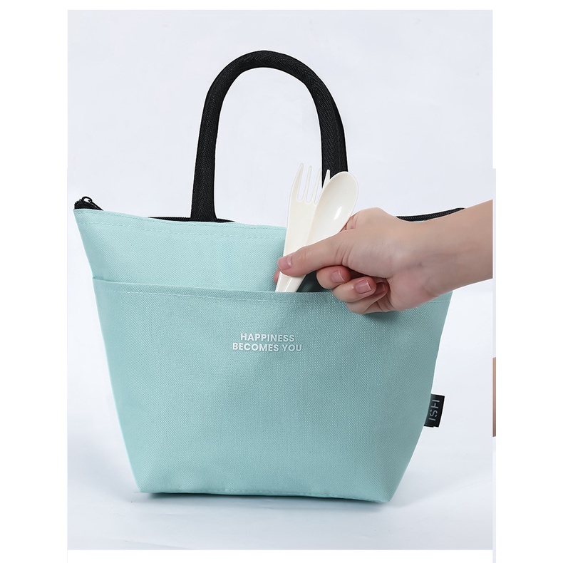 [Mẫu MỚI]Túi Giữ Nhiệt/ Túi Đựng Cơm HAPPINESS BECOMES YOU Vải Oxford Chống Thấm Nước