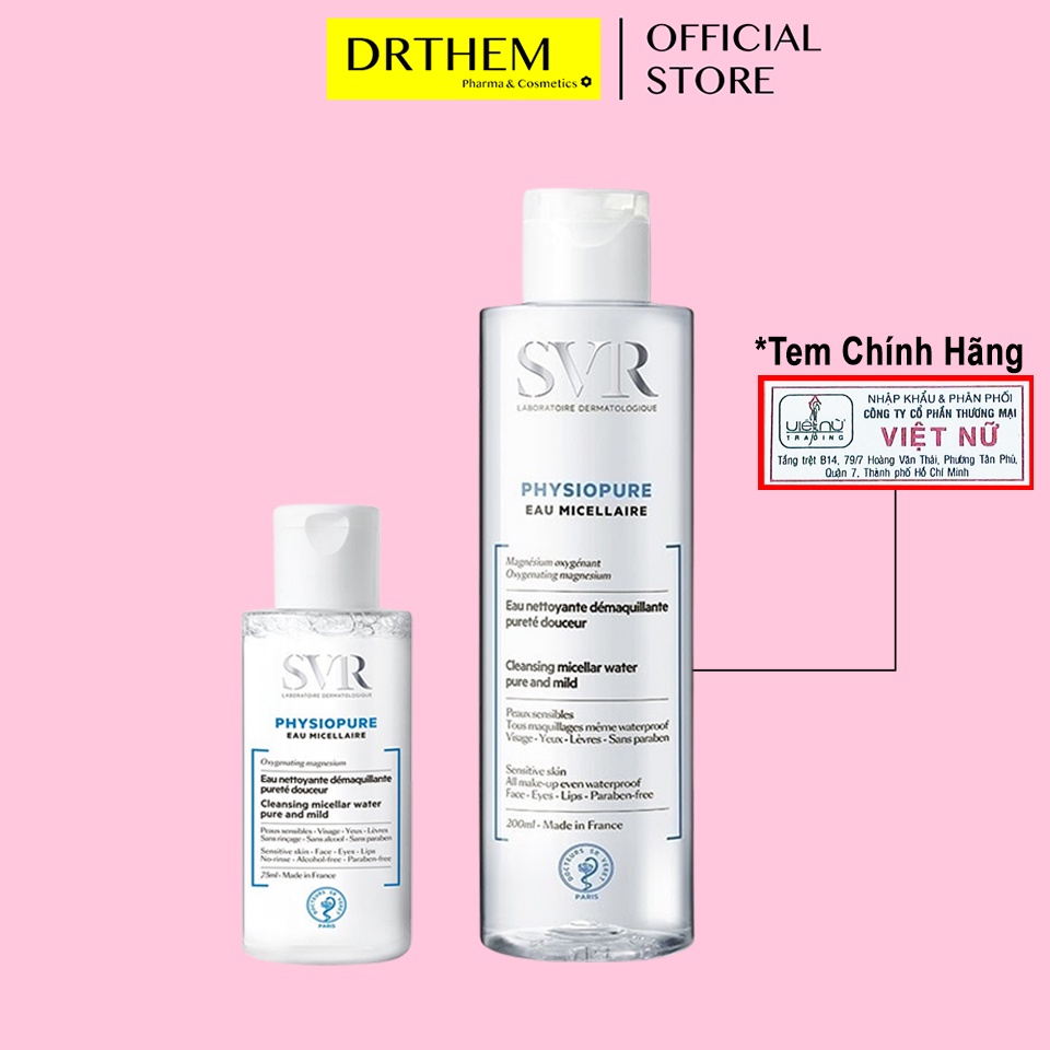 Nước Tẩy Trang SVR Cho Da Nhạy Cảm 75ml &amp; 200ml - SVR Physiopure Eau Micellaire